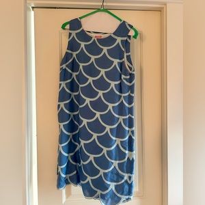 Blue scalloped island company fiji dress